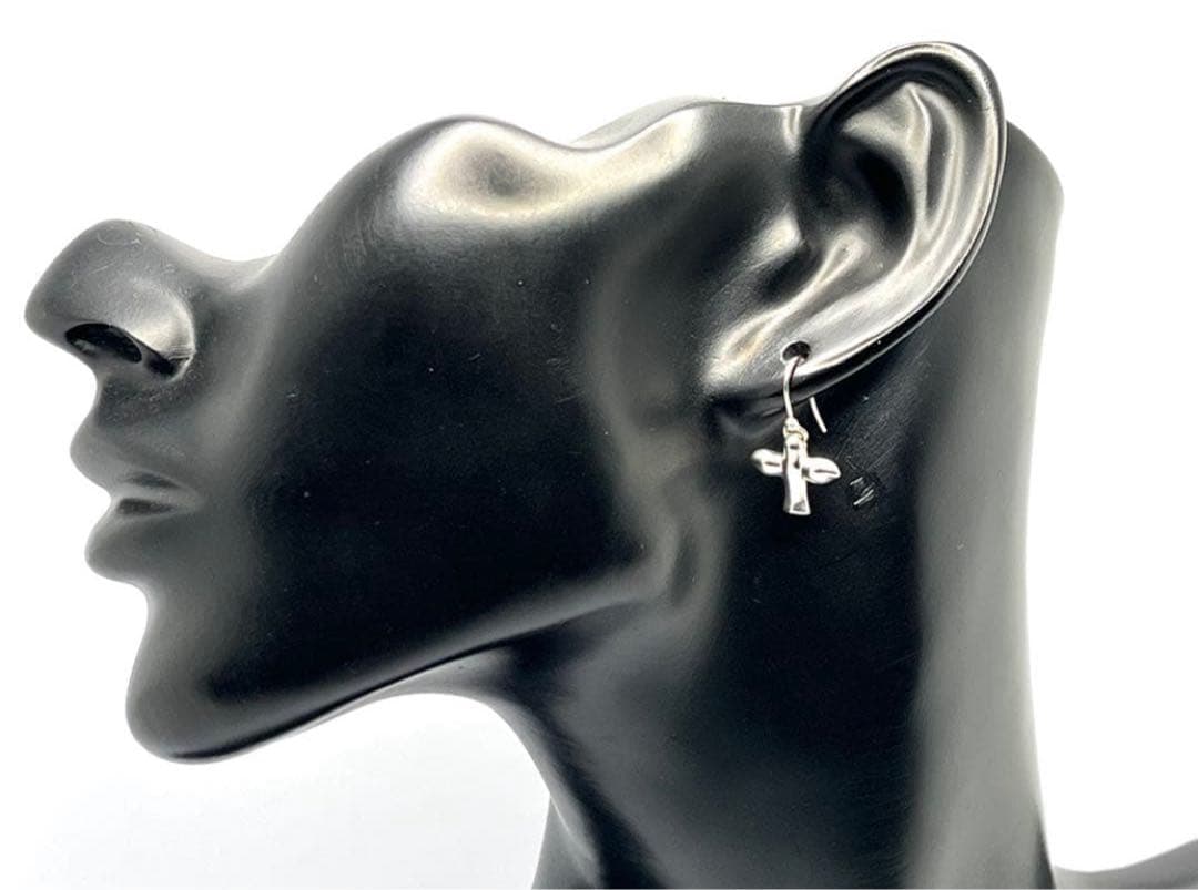 h508 美品　ティファニー　バード　クロス　フック　ピアス　シルバー　925