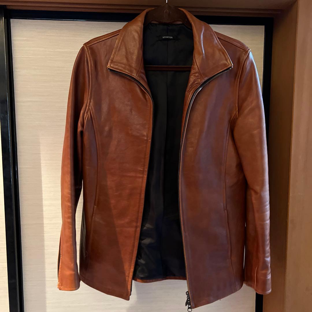 SCHAFFEN ブラウン レザー シングルライダース 希少ホースハイド馬革