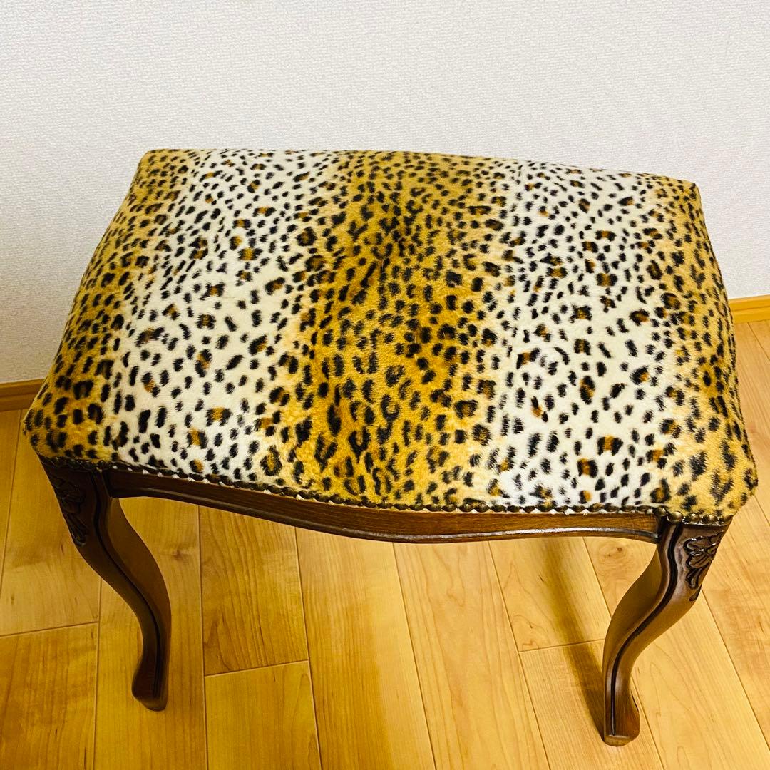 極美品✨高級イタリア家具 オットマン 猫脚 ヒョウ柄