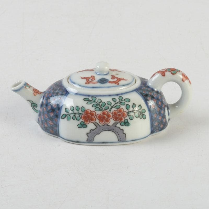 京焼　平安丹祐造　色絵　草花文　水滴　共箱　V　9686