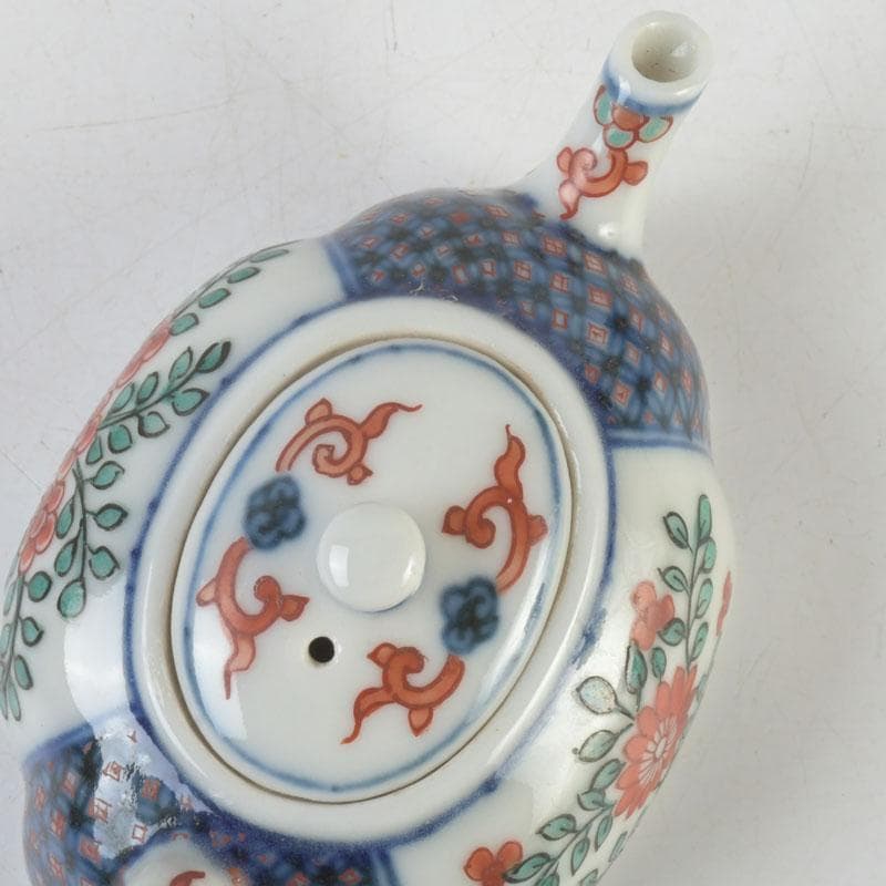 京焼　平安丹祐造　色絵　草花文　水滴　共箱　V　9686