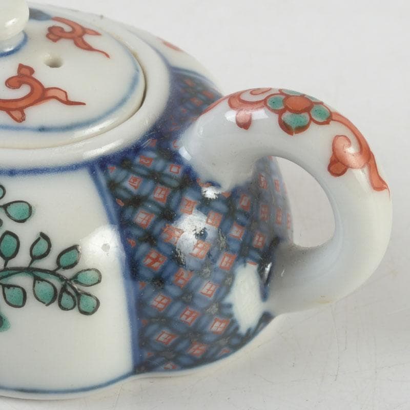 京焼　平安丹祐造　色絵　草花文　水滴　共箱　V　9686