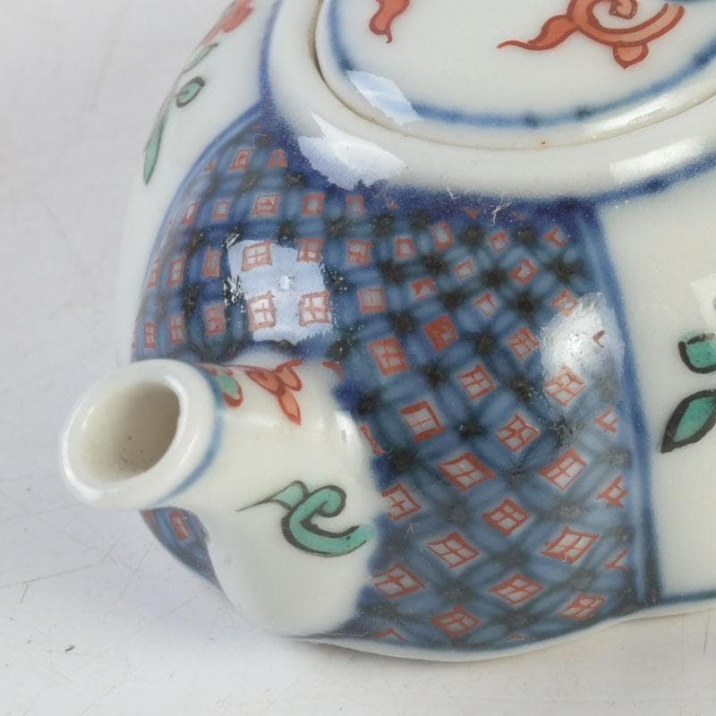 京焼　平安丹祐造　色絵　草花文　水滴　共箱　V　9686