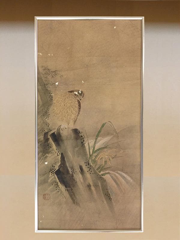 ★古美術！　曾我蕭白(曽我蕭白) 朱印 [ 暉一 ] 鷹と蘭図