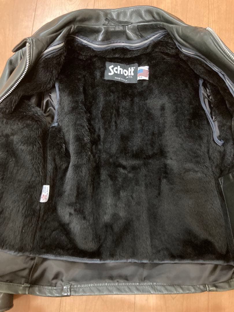 Schott 642 ボアライナー付 シングル ライダース ジャケットサイズ34