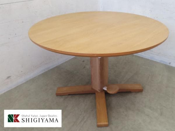 美品■シギヤマ■大川家具■昇降式■ラウンドダイニングテーブル■ラウンドタイプ■