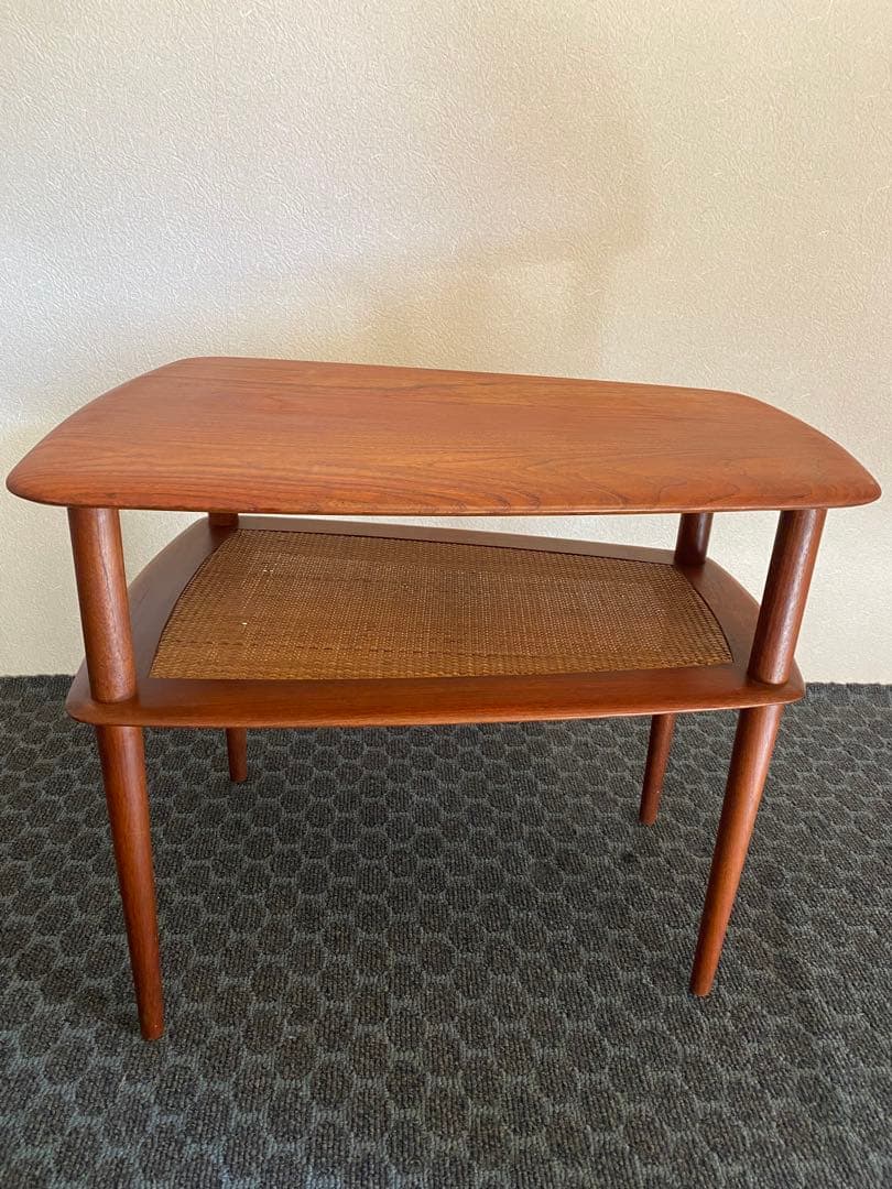 希少　デンマーク　ピーター◦ビッツ　サイドテーブル 　チーク/ラタン