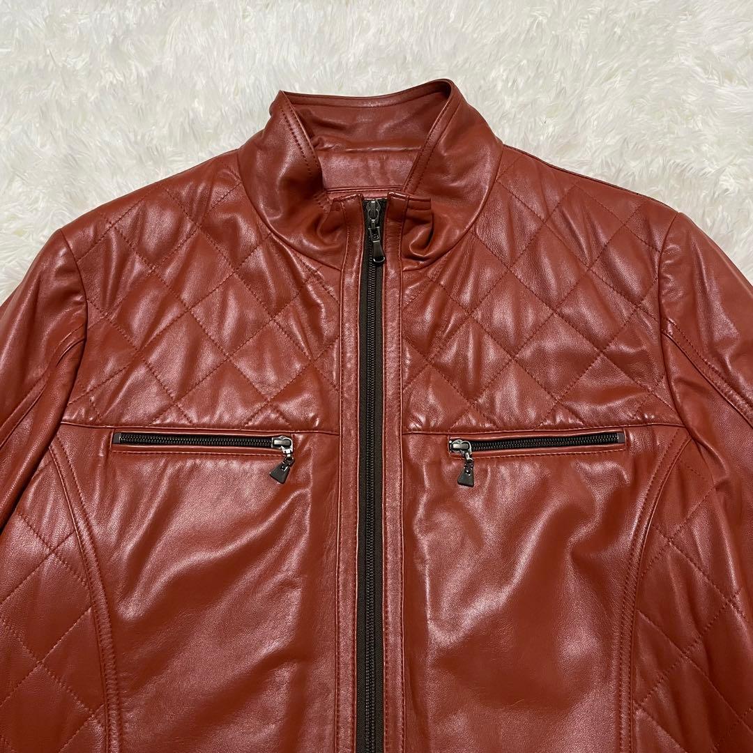 美品　バルマン　ラムレザー ジャケット　シングル　ライダース　キルティング