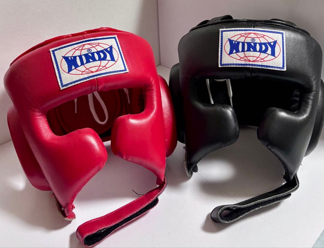 windy フェイスガード　ヘッドギア　Mサイズ　赤/黒セット