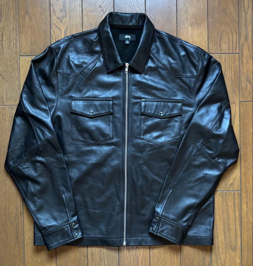 ジャケット・アウター Stussy Leather Western Zip Jacket