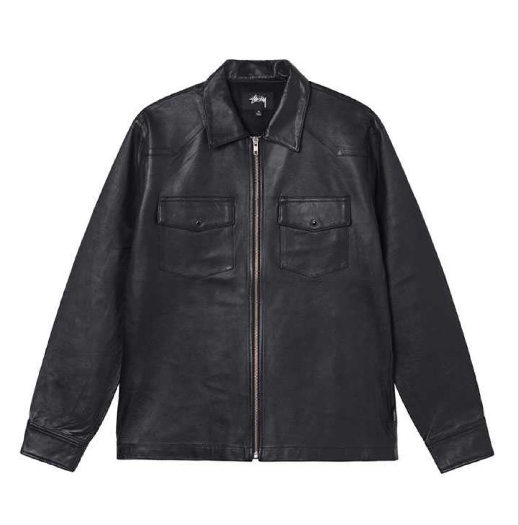 ジャケット・アウター Stussy Leather Western Zip Jacket