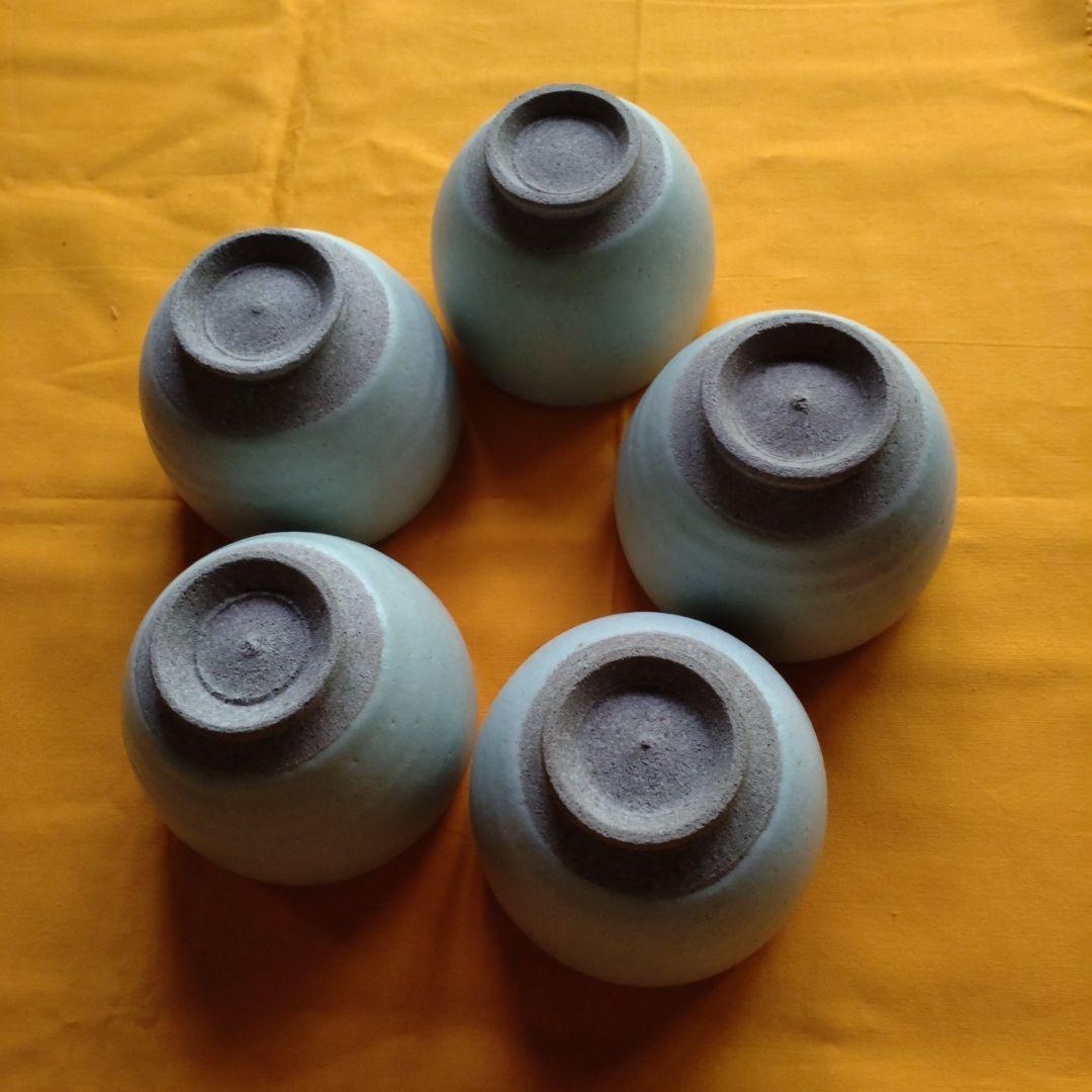 益子　浅野勝　青白磁湯呑五客揃え