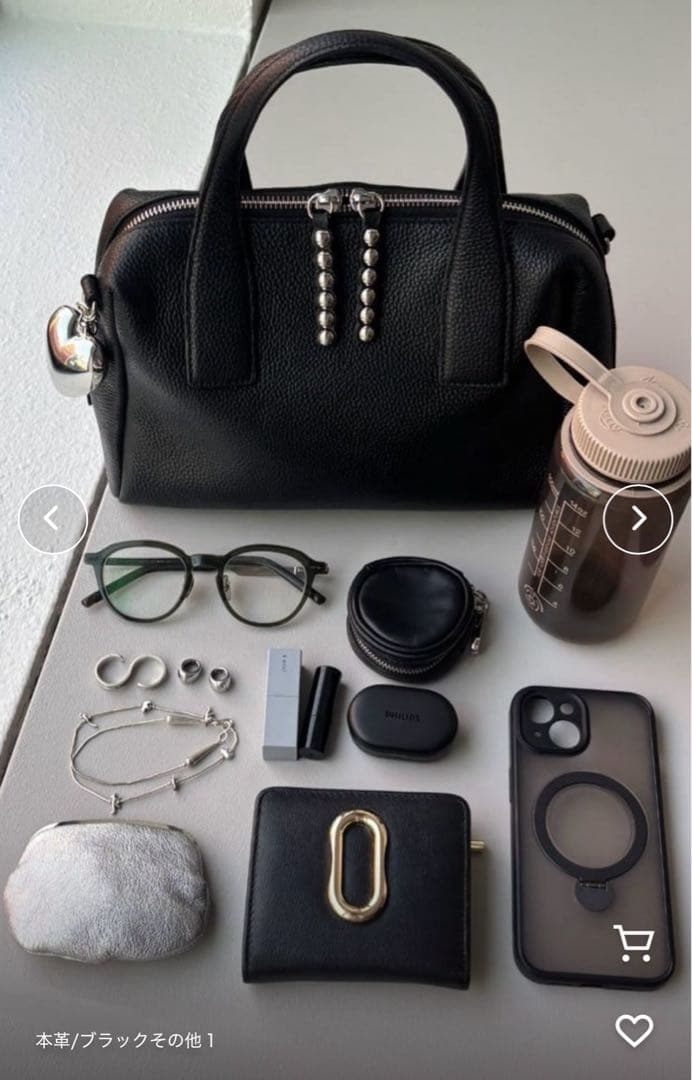 《本革/ショルダー付き》スタッズボストンバッグ