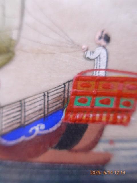 古画です。大変古いものです。絹に描かれています。韓国か中国のものだ　銀座加藤額