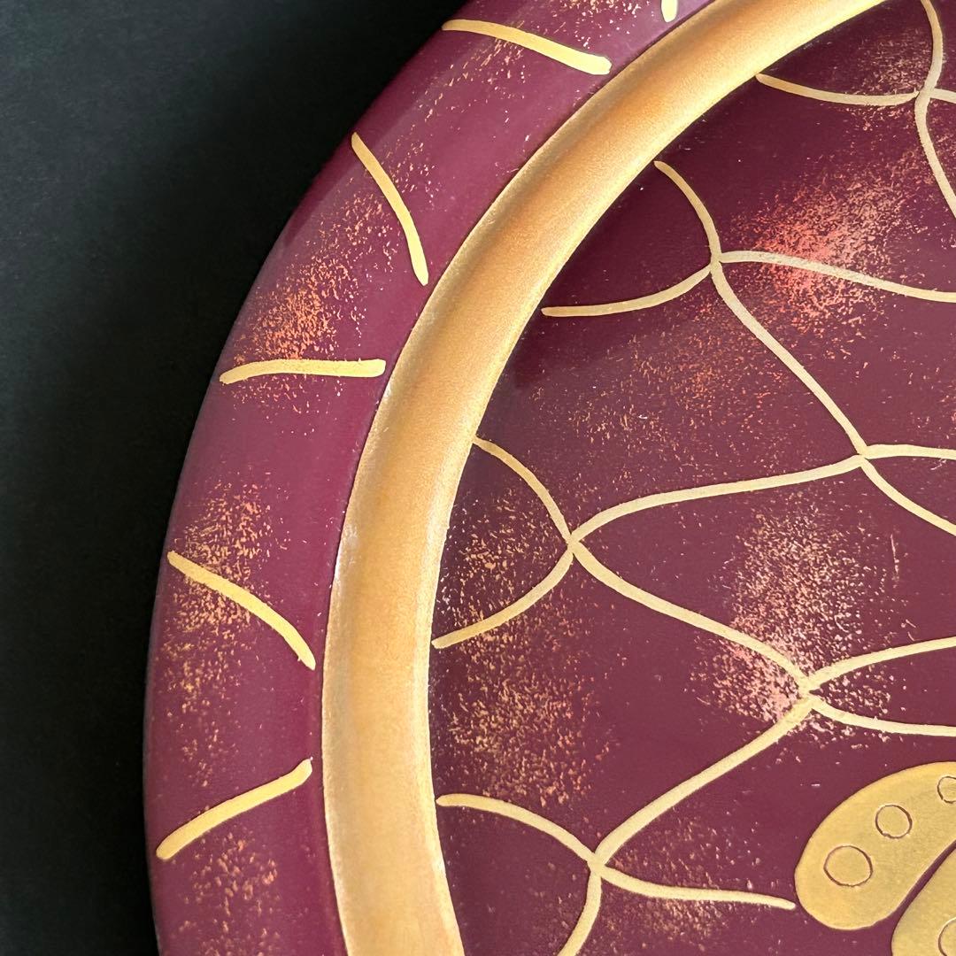 木製 漆器 金蒔絵 銀蒔絵 漆塗り らでん細工 手描き 盛り皿