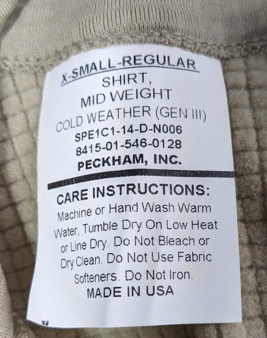 米軍実物ECWCS Level2防寒G3ポーラテック グリッドフリースシャツXS