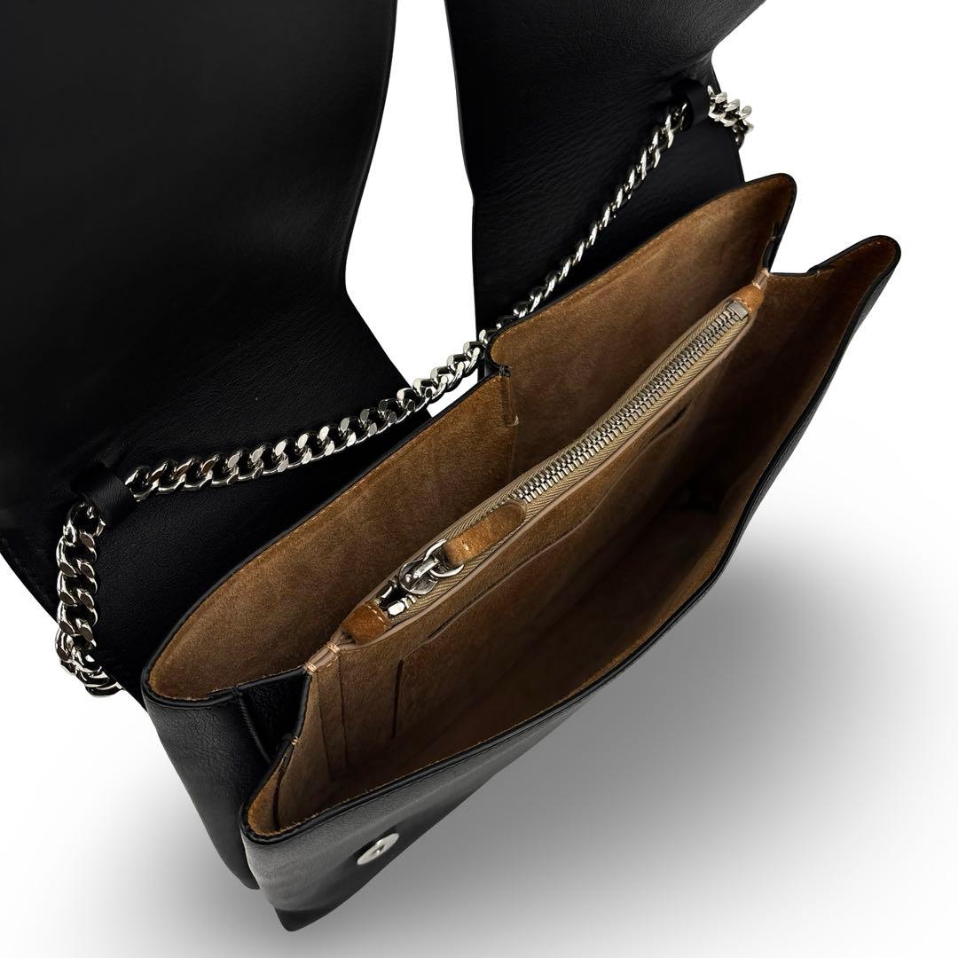 極美品】ジルサンダー チェーン ショルダーバッグ レザー ロゴ　肩掛け 黒