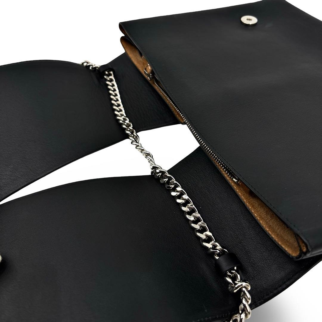 極美品】ジルサンダー チェーン ショルダーバッグ レザー ロゴ　肩掛け 黒