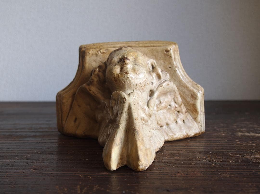 天使のコンソール 彫刻 ウォールシェルフ 家具部品 装飾 サルベージ/K355