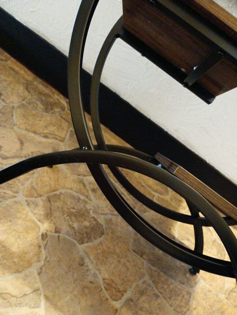 ダークブラウン 　サイドテーブル 　アイアン　リビング　ティーテーブル