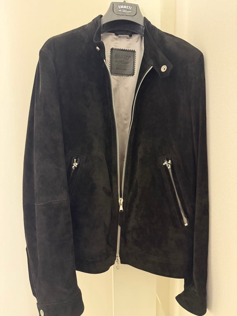 スエード シングルライダースジャケット 黒