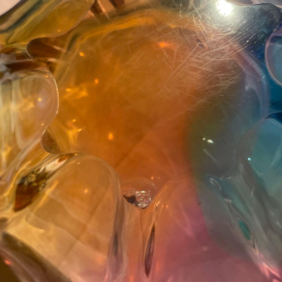 多色波状デザインガラスボウル