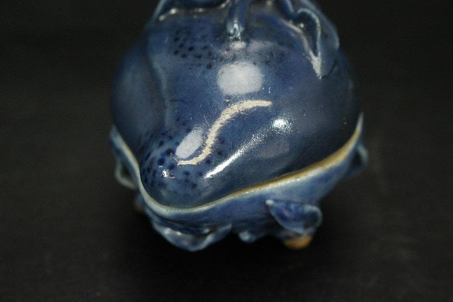 龍茶道具 中国美術 青花 果実 香合 古美術(AZ994)