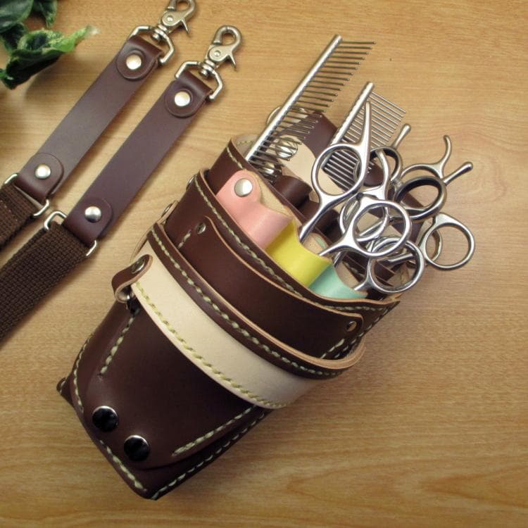 【トリマー向き】 ７丁　ブラウン＆カラフル　シザーケース　TSC-10/CBB