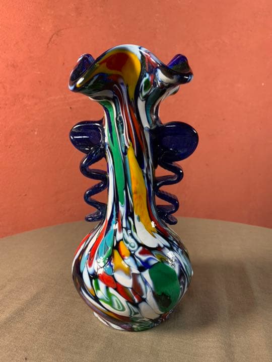 アンティーク　マルチカラー　ムラーノ ミルフィオリ　ベネチアンガラス花瓶