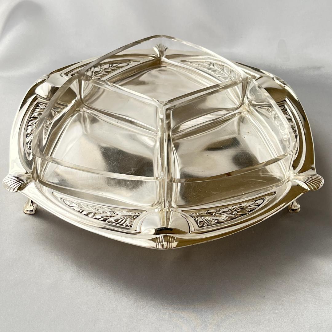 【英国】オードブルプレート【シルバープレート / ガラス】セパレート