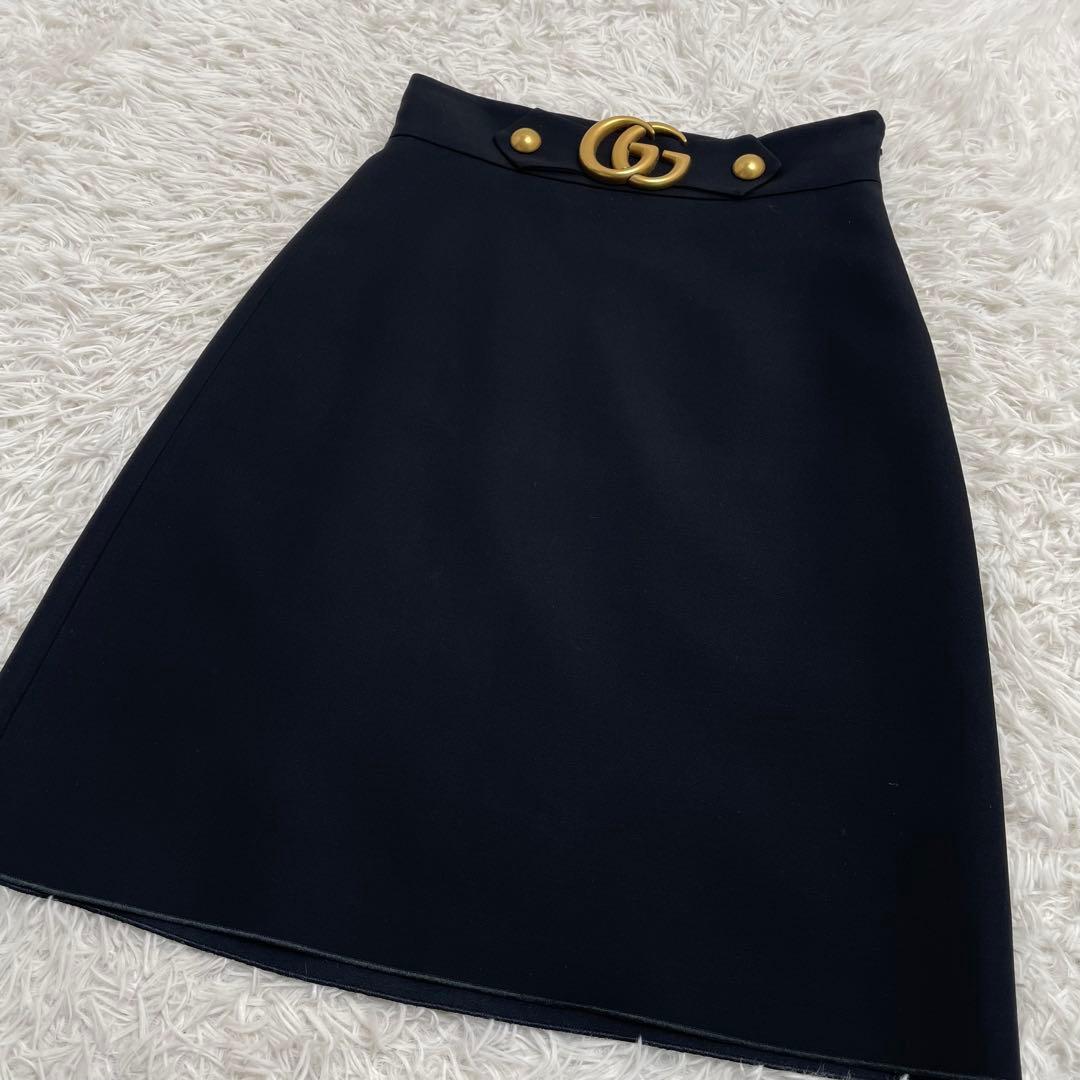 【美品】GUCCI グッチ GGマーモント ロゴ スカート 38 ブラック
