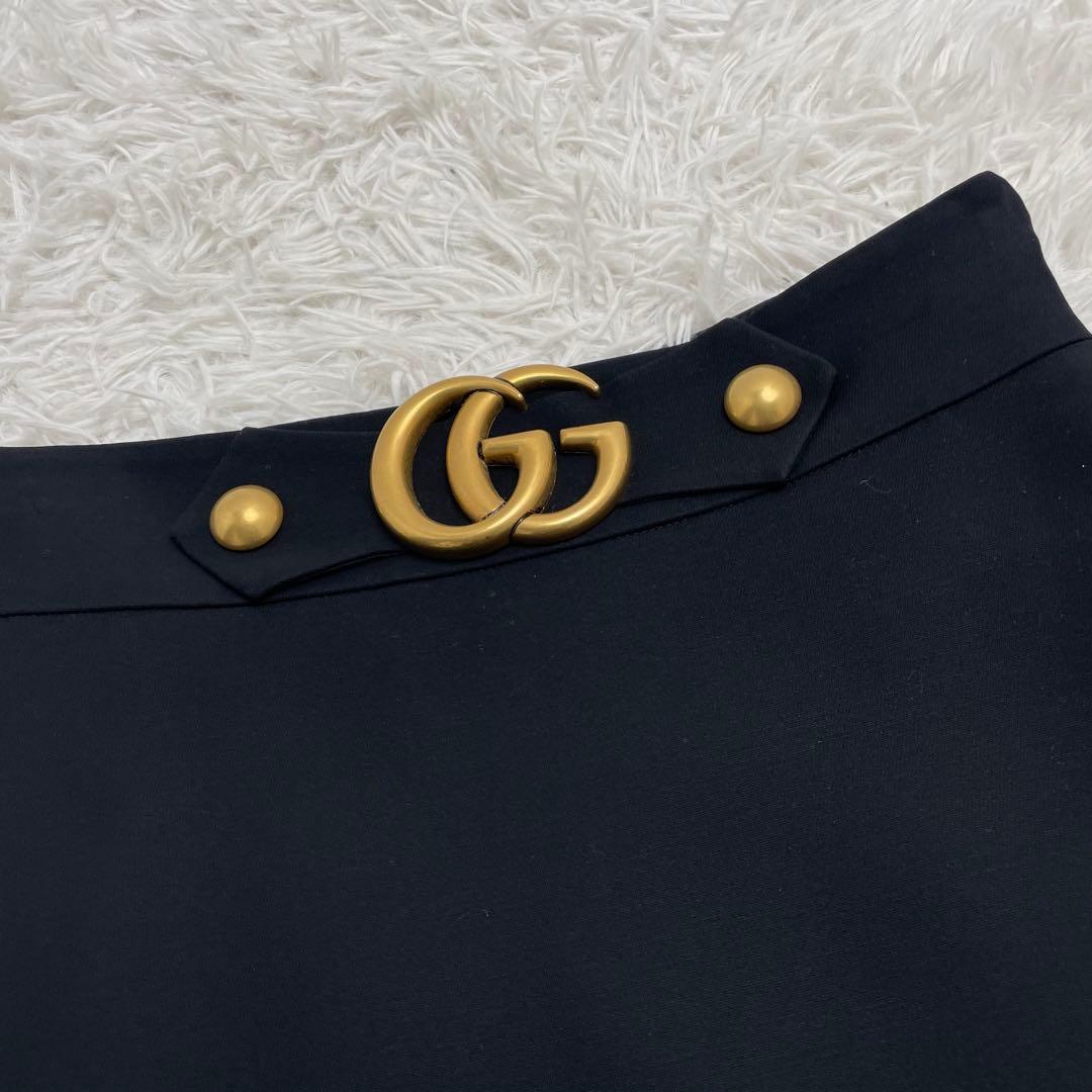 【美品】GUCCI グッチ GGマーモント ロゴ スカート 38 ブラック