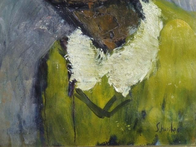 張替正次　直筆サイン『人物』キャンヴァスに油彩 1944年 10号 0501R