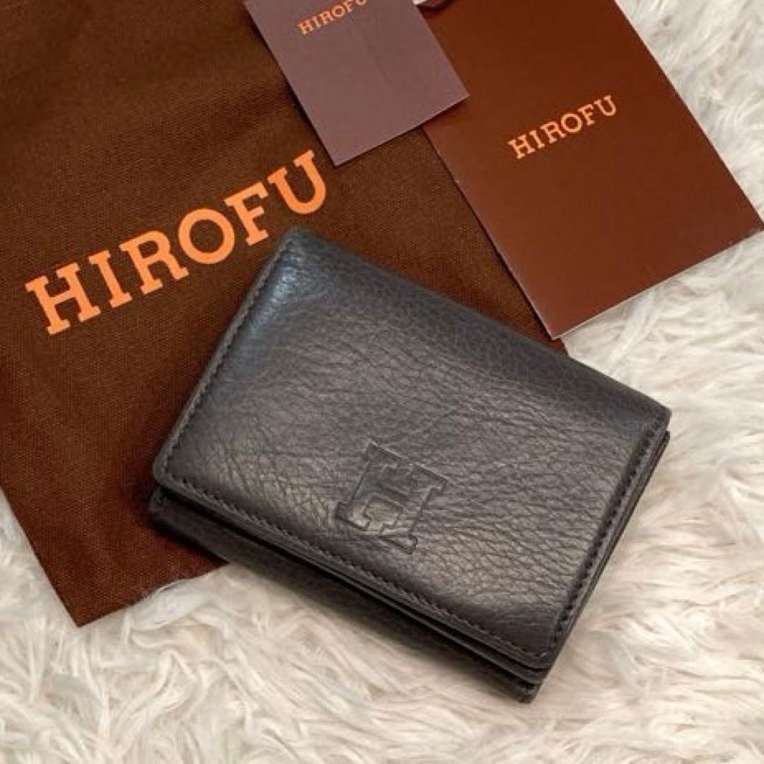 【美品】HIROFU センプレ　レザー　三つ折り財布 ダークグレー