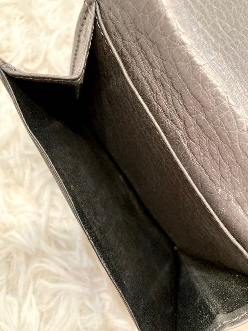 【美品】HIROFU センプレ　レザー　三つ折り財布 ダークグレー