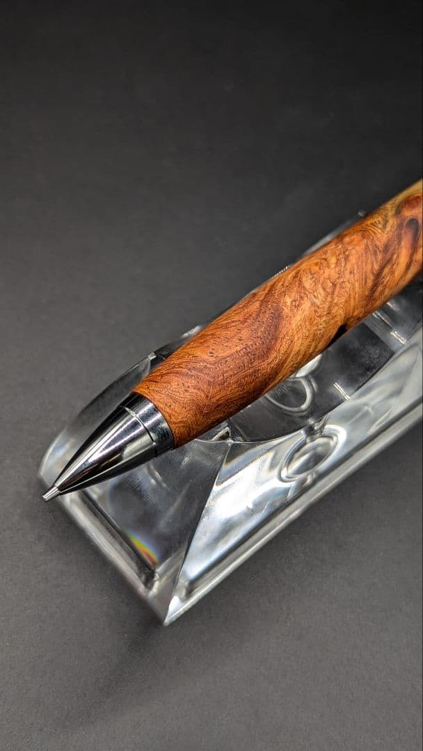 227ペン工房翌檜　花梨　紅白　源平　瘤杢　木軸シャーペン　ボールペン