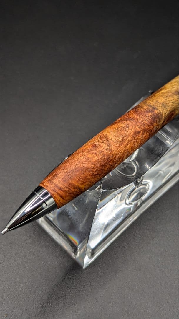 227ペン工房翌檜　花梨　紅白　源平　瘤杢　木軸シャーペン　ボールペン