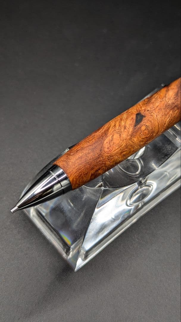 227ペン工房翌檜　花梨　紅白　源平　瘤杢　木軸シャーペン　ボールペン