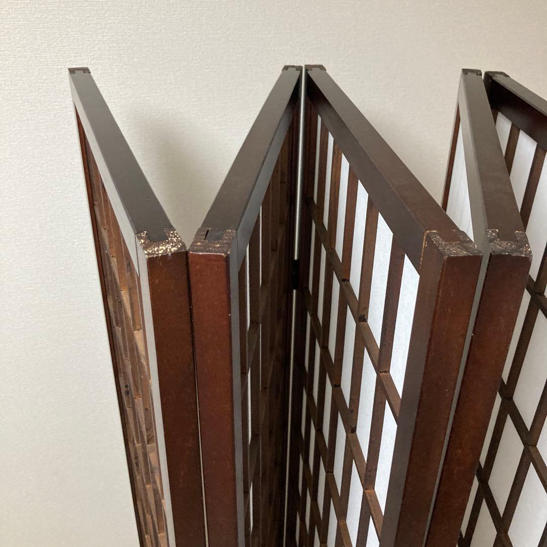 パーテーション　木製　6連　格子模様　昭和レトロ　和風