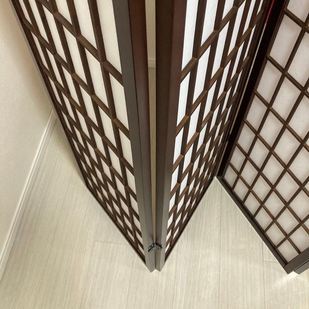 パーテーション　木製　6連　格子模様　昭和レトロ　和風