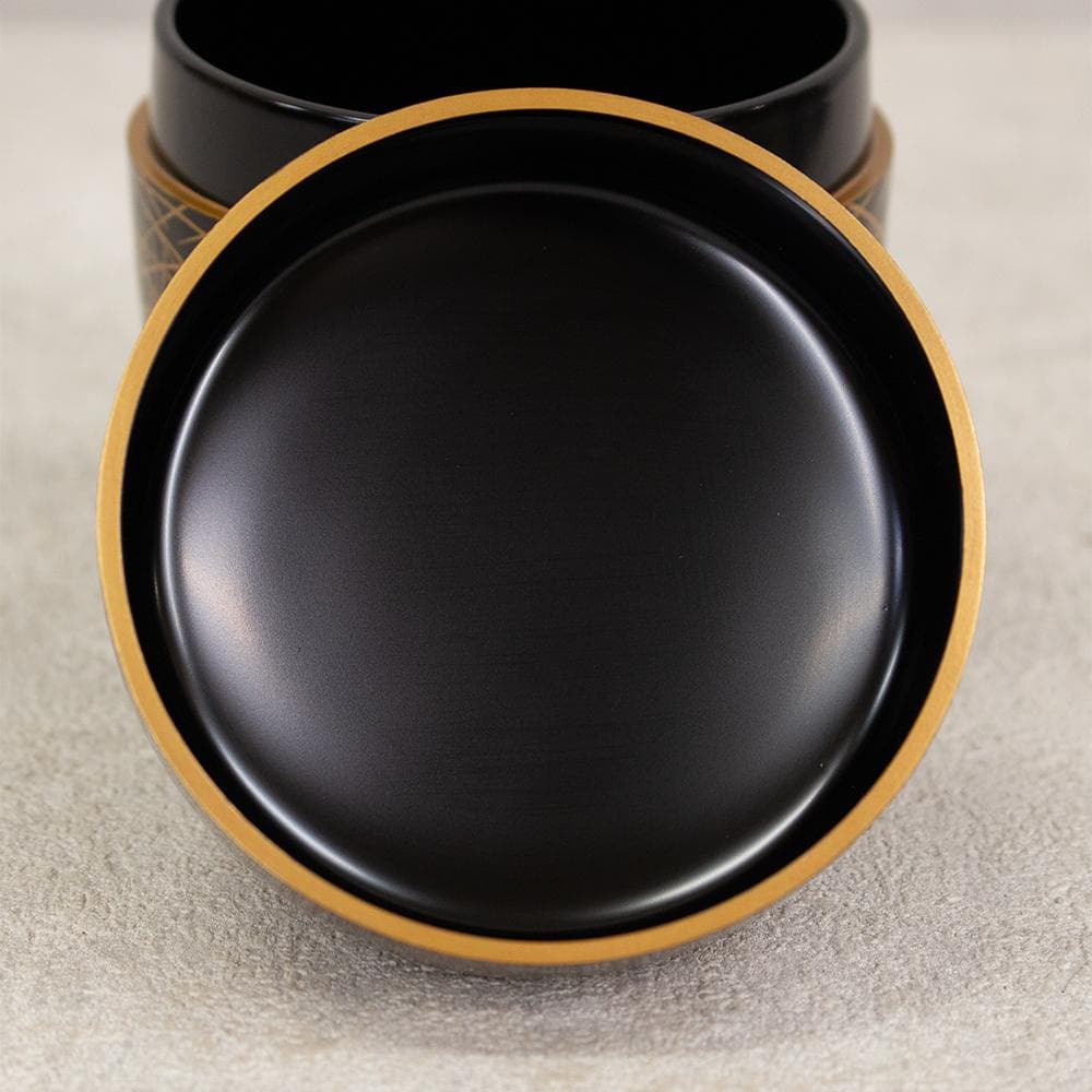 岡本漆専堂 棗 月にすすき 黒塗蒔絵銀彩 茶道具 共箱