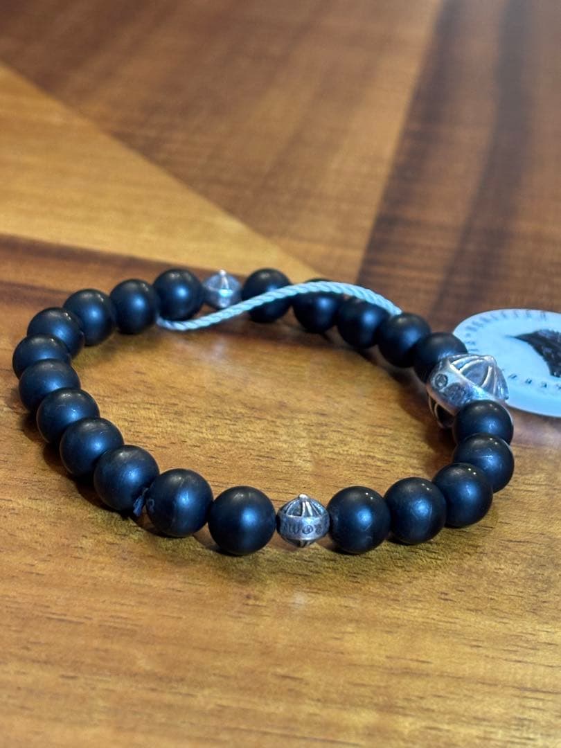 クロムハーツビーズブレスレット オニキス8ミリ　鑑定済み