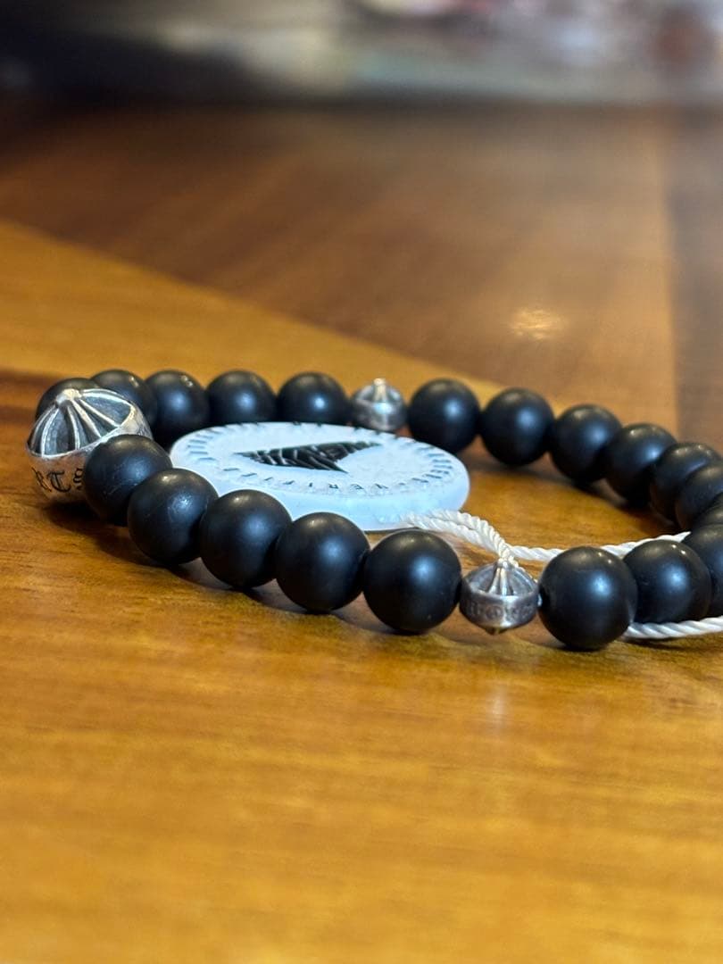 クロムハーツビーズブレスレット オニキス8ミリ　鑑定済み