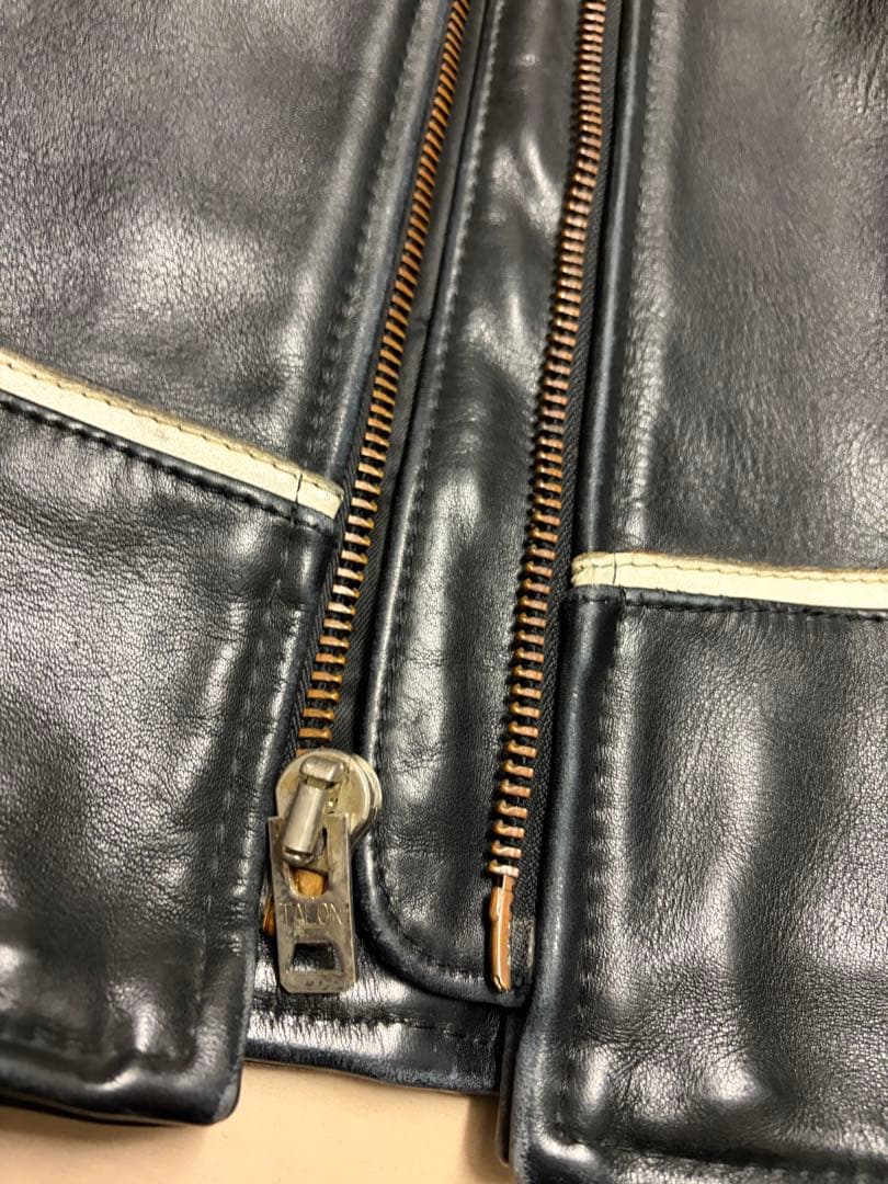 VANSONシングルライダースジャケットブラック/ホワイト/ブラックsize38