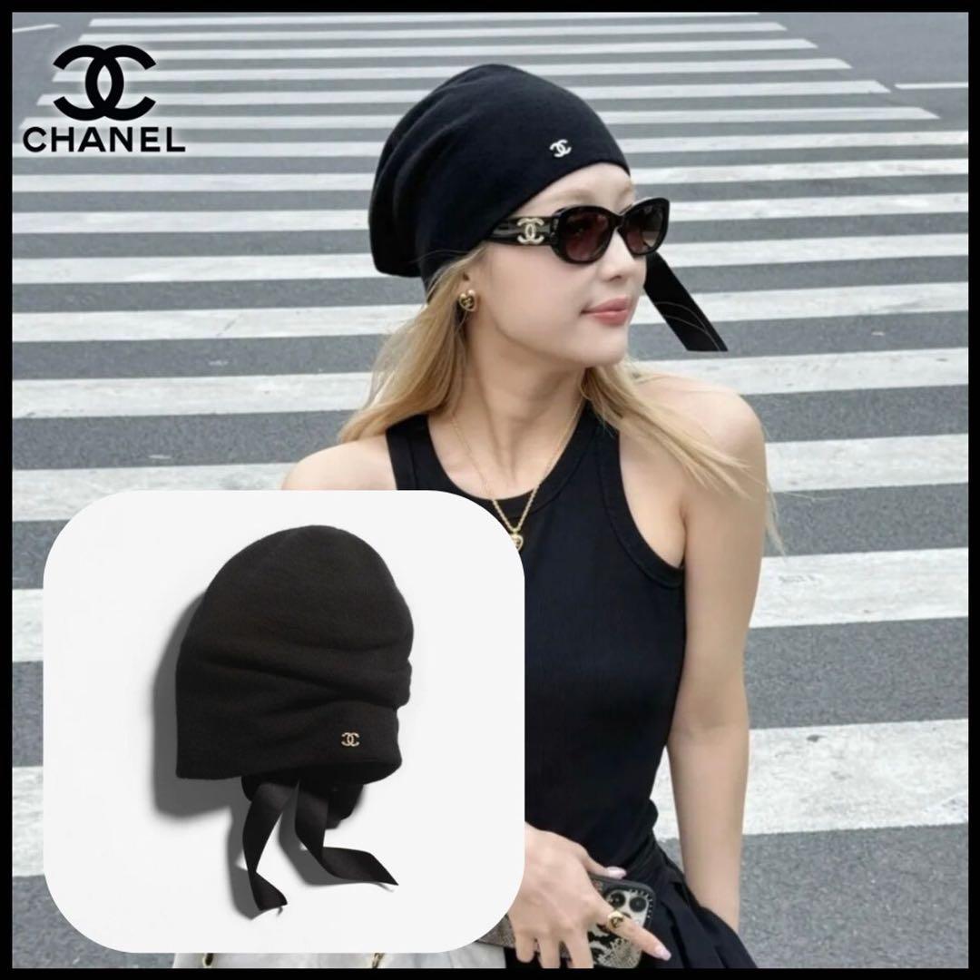 CHANEL 大人気☆バックリボン ニット帽 キャップ