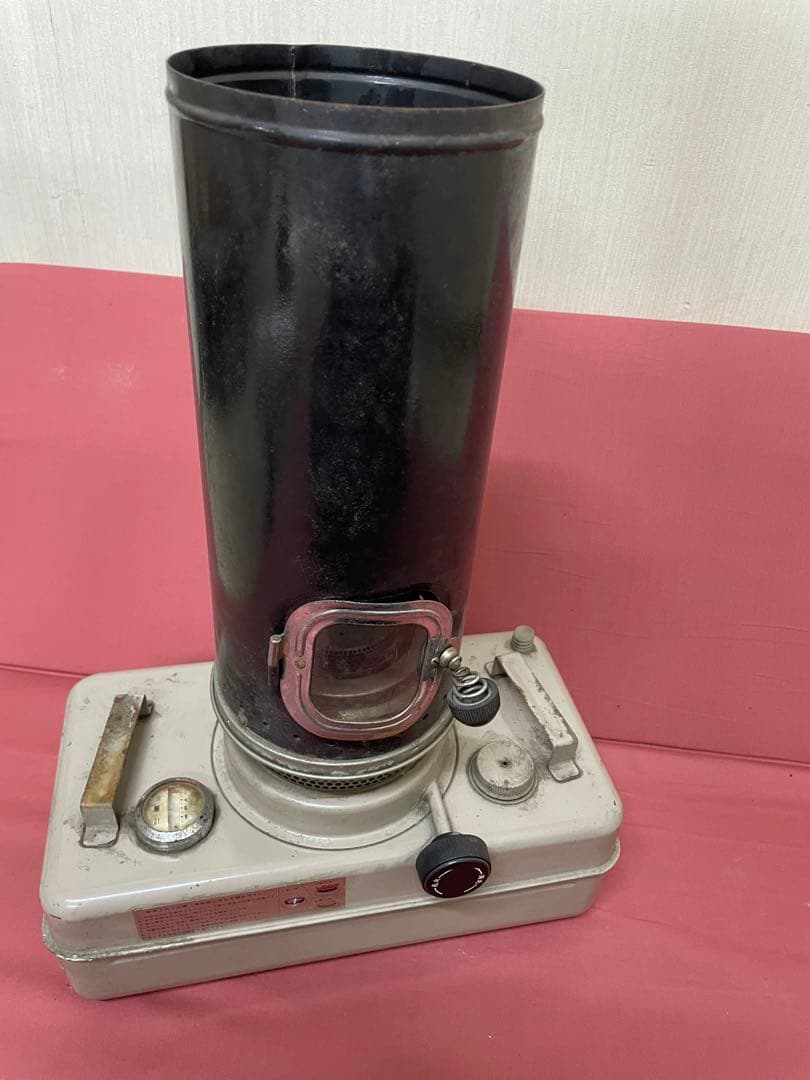 未動確品 昭和レトロ 金属製ストーブ 圧力計付き ブラック グレー