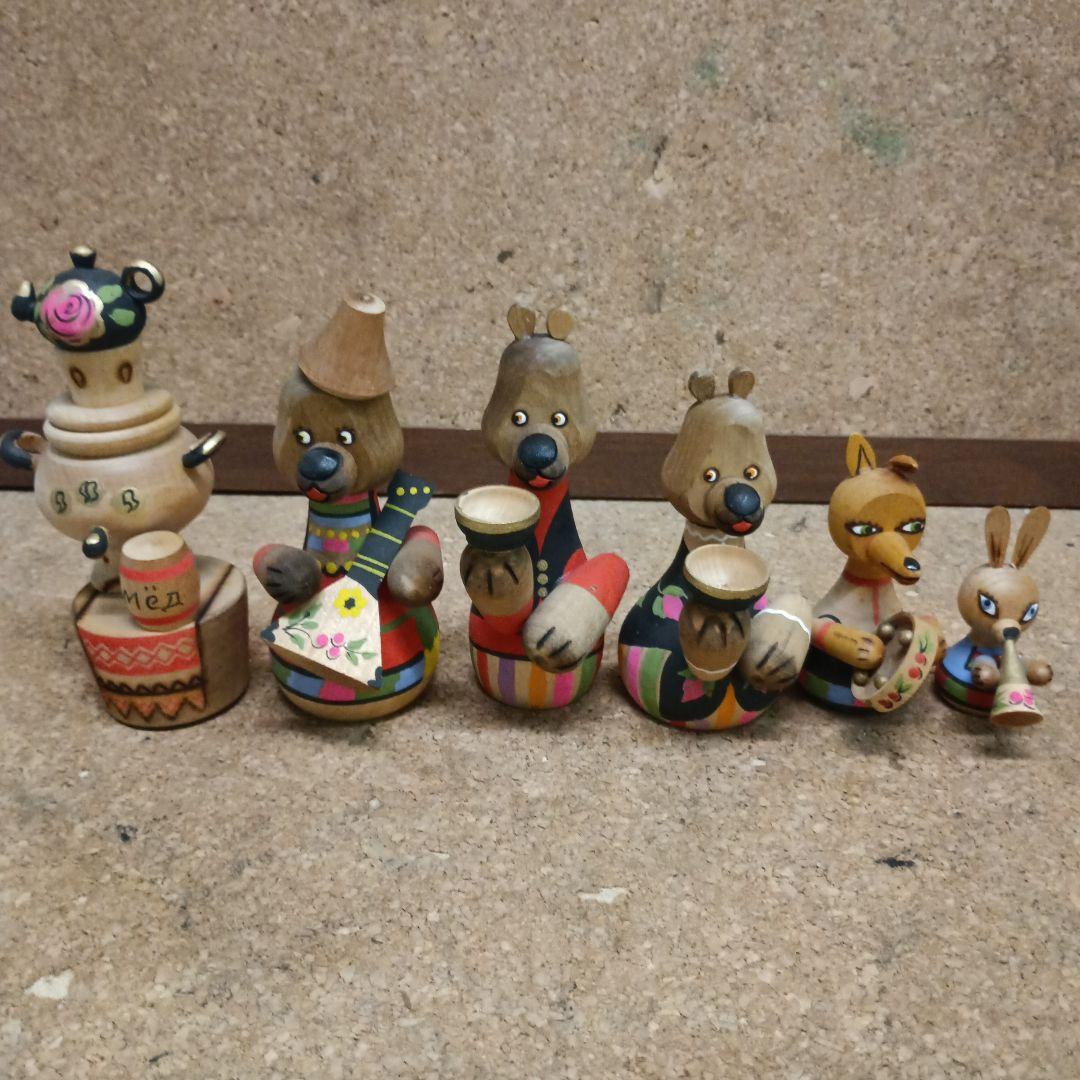 3970）ロシア製木製動物人形　置物　6体　ソビエト連邦時代