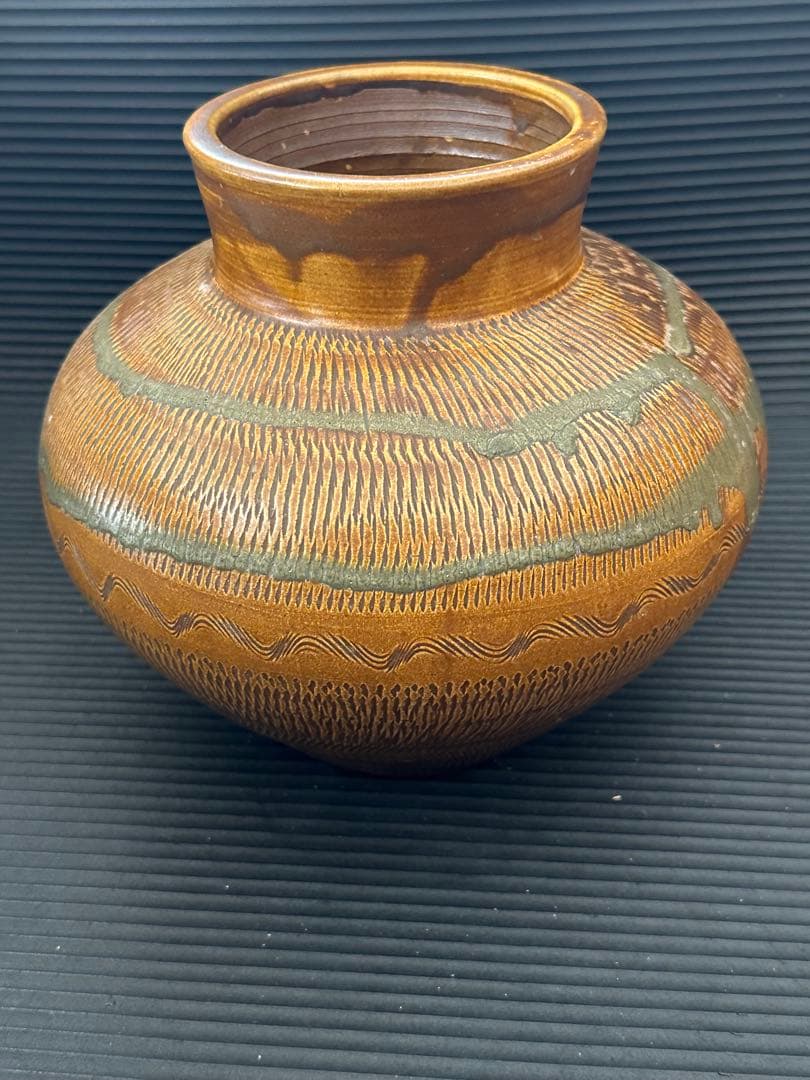 小鹿田焼　釉薬流し　壺　花瓶　民藝　陶芸　置物　美術品　工芸品