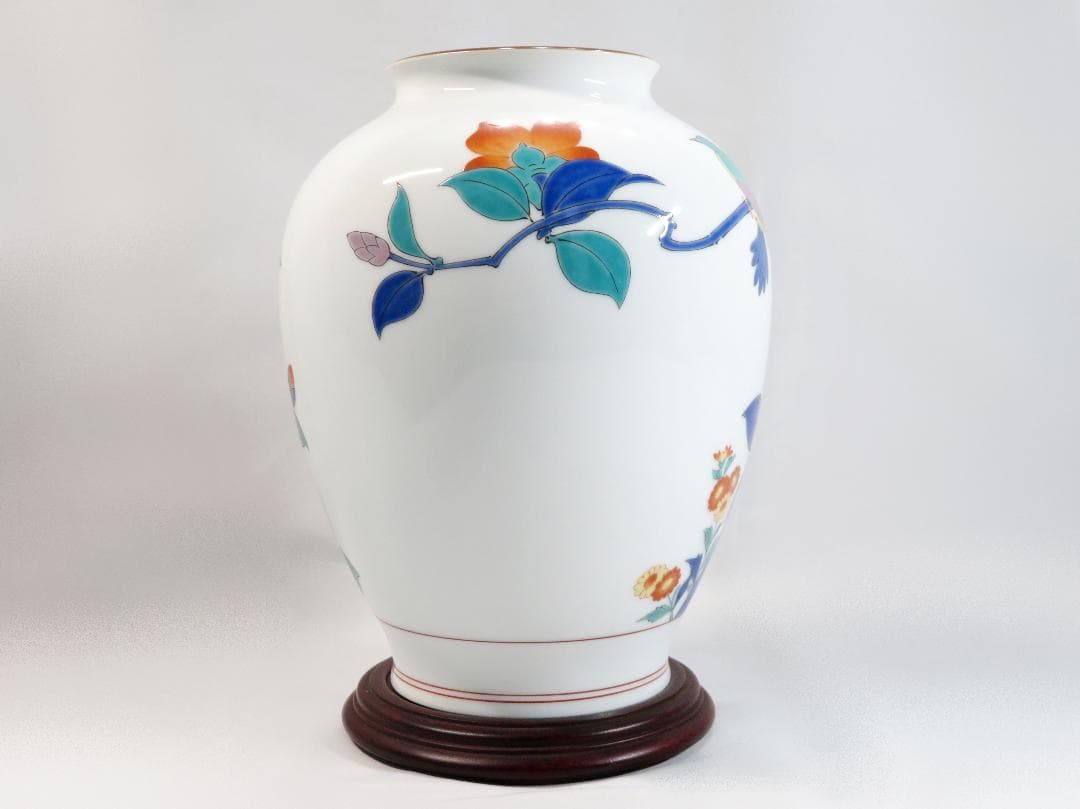 美品 ☆ 十三代酒井田柿右衛門作 花鳥図「春」の壺 昭和 ヴィンテージ