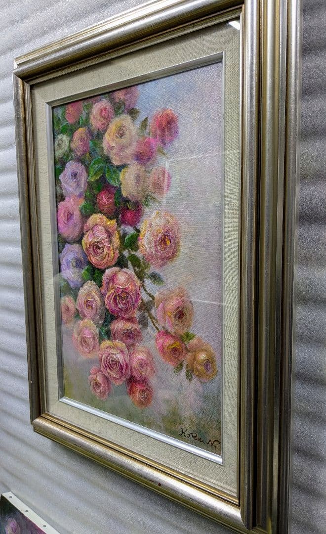 画家haru油彩画p6号★薔薇★最新作★肉筆画、一点物＊静物画★
